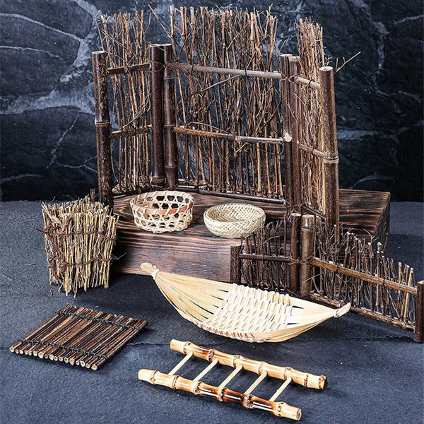 Axya Japanese BBQ & Sushi Sashimi Platter Duo with Decorative Flowers & Seafood Ornaments