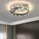 Axyaa Luxury Crystal Ceiling Lamp Stainless Steel Chrome Dimmable Hanging Light