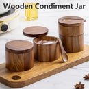 Axyaa Wooden Salt Cellar with Spoon and Swivel Lid