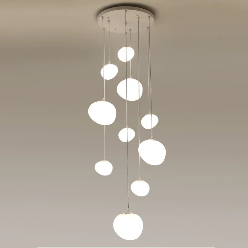 Axyaa Cobblestone Ceiling Chandelier Hanging Light Fixture for Villa Hotel Loft Stair Lighting
