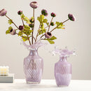 Axyaa Purple Wavy Glass Vase for Flower Arrangement and Home Decor