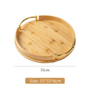 Axyaa Bamboo Circular Tray, Modern Minimalist Household Tea Set and Fruit Tray