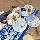 Axyaa Christmas Ceramic Cartoon Relief Plate - 8-inch Circular Decorative Tableware
