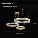 Axyaa Luxury Crystal LED Chandelier: Dimmable Ring Pendant Light, Gold/Silver, Living Room, Bedroom