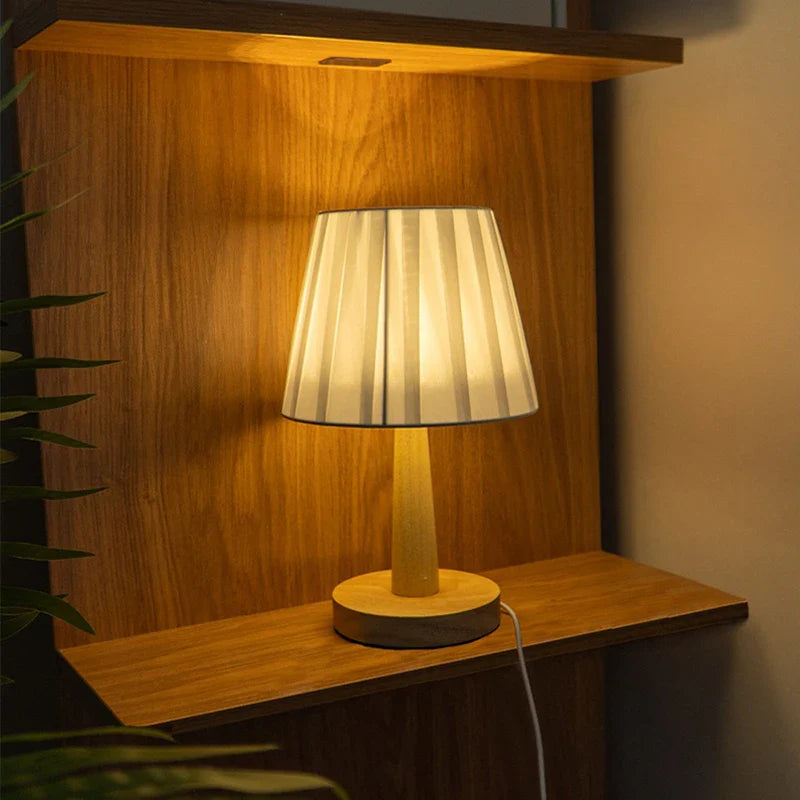 Axyaa Nordic Pleated Table Lamp USB Art Light for Bedroom Decor
