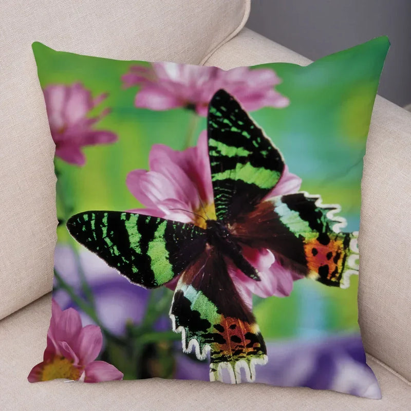 Axyaa Butterfly Flower Pillow Cover 45*45cm for Home Sofa Decor