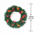 Axyaa Christmas Green Wreath with Pinecones and Berries for Indoor Outdoor Decoration