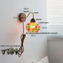 Axyaa Tiffany LED Wall Lights Pull Chain Switch Bedside Sconce Colorful Glass Stair Lamp