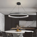 Axyaa Modern LED Round Chandelier for Home Indoor Lighting, Black/White, Living Room to Kitchen