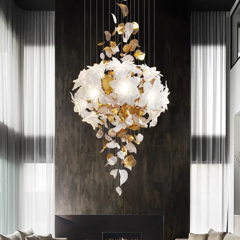 Axyaa Crystal Flower Chandelier: Luxury Pendant Light for Home Decor