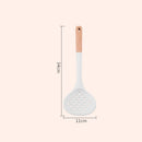 Axyaa Silicone Kitchen Utensil Set with Thick White Wooden Handle - 7 Pieces