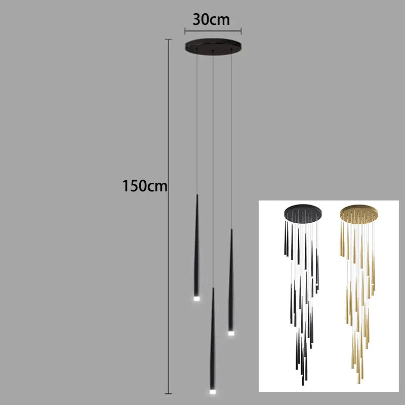 Axyaa Staircase Chandeliers LED Pendant Light Lamps Modern Decor for Living Room