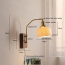 Axyaa Nordic Copper LED Wall Sconce with Adjustable Switch, Walnut Bedside Lamp