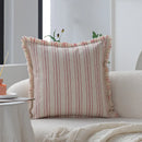 Axyaa Striped Fringed Cushion Cover - Boho Stylish Home Decor 45x45cm