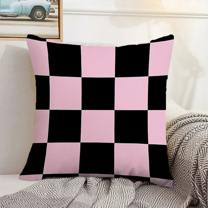 Axyaa Checkerboard Pillow Cases 45x45 Set of 2 Decorative Cushion Covers