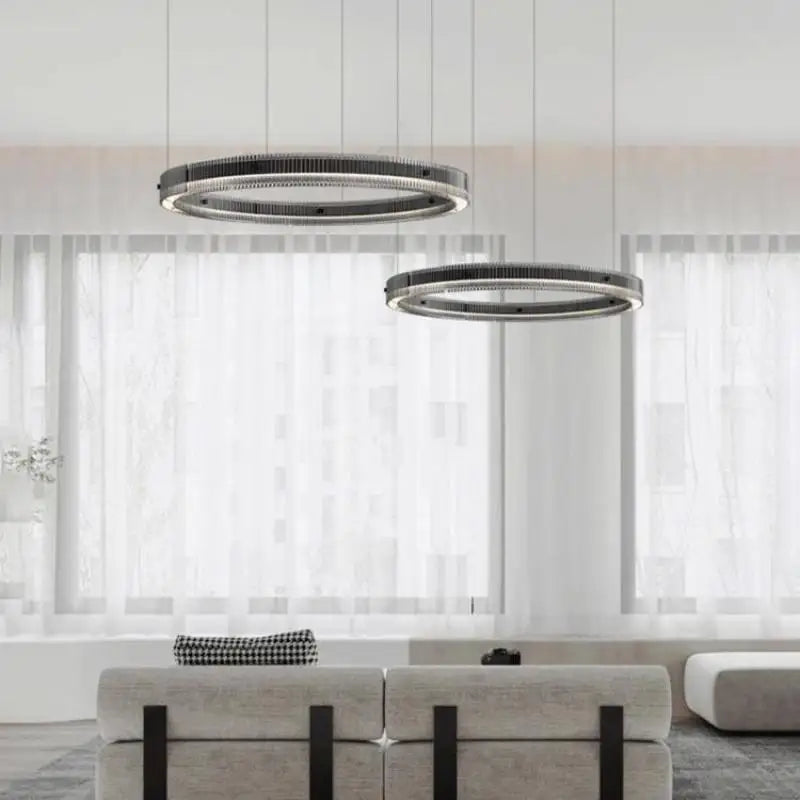 Axyaa Smoky Grey Glass Pendant Chandelier for Minimalist Modern Living Room