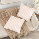 Axyaa Faux Rabbit Fur Cushion Cover | Soft Striped Pillowcase for Sofa Decor