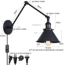 Axyaa Vintage Iron LED Wall Lamp with Pull Chain Switch