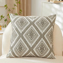 Axyaa Fern Leaves Embroidery Pillow Cover 45x45cm Blue Yellow Grey Square Decor