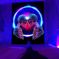 Axyaa Psychedelic Hippie Skull UV Reactive Wall Hanging for Individual Room Decor