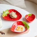 Axyaa Cartoon Strawberry Ceramic Salad Bowl - Family Kitchen Fruit Plate