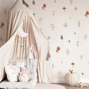 Boho Mushroom Leaves Nursery Wall Decals by Axyaa
