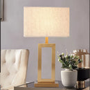 Axyaa Brass Rectangle Table Lamp with Fabric Shade - Nordic E27 Bulb