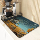Skeleton Farmhouse Drying Mat by Axyaa: Non-Slip Absorbent Kitchen Counter Mat
