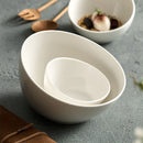 Axyaa Premium White Ceramic Oblique Bowl for Noodles, Fruits, Salads, Hot Pot, and Dipping