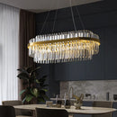Axyaa Gold Metal Round LED Pendant Light with Dimmable K9 Crystals