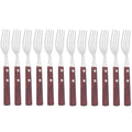 Axyaa 12Pcs Wood Handle Silver Forks Set, Stainless Steel Flatware Dinnerware