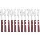 Axyaa 12Pcs Wood Handle Silver Forks Set, Stainless Steel Flatware Dinnerware