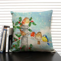 Axyaa Christmas Bird Snow Pattern 45x45cm Linen Pillow Case Home Sofa Decoration