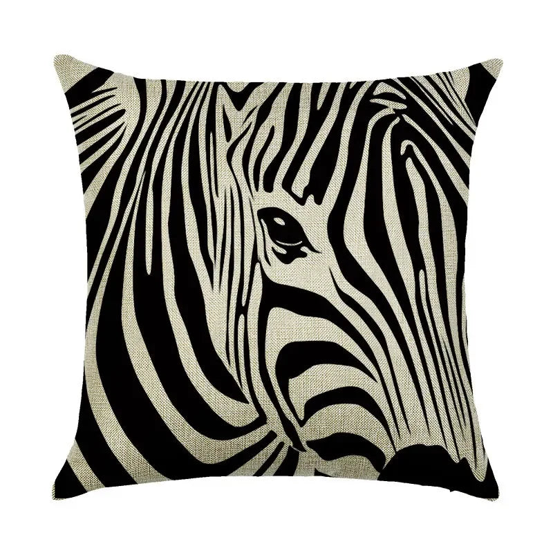 Axyaa Animal Linen Pillowcase for Bedroom Sofa Chair - Decorative Cushion Cover