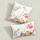Axyaa Daisy Floral Cushion Cover Green Leaves Embroidery Soft Cozy 45x45cm/30x50cm