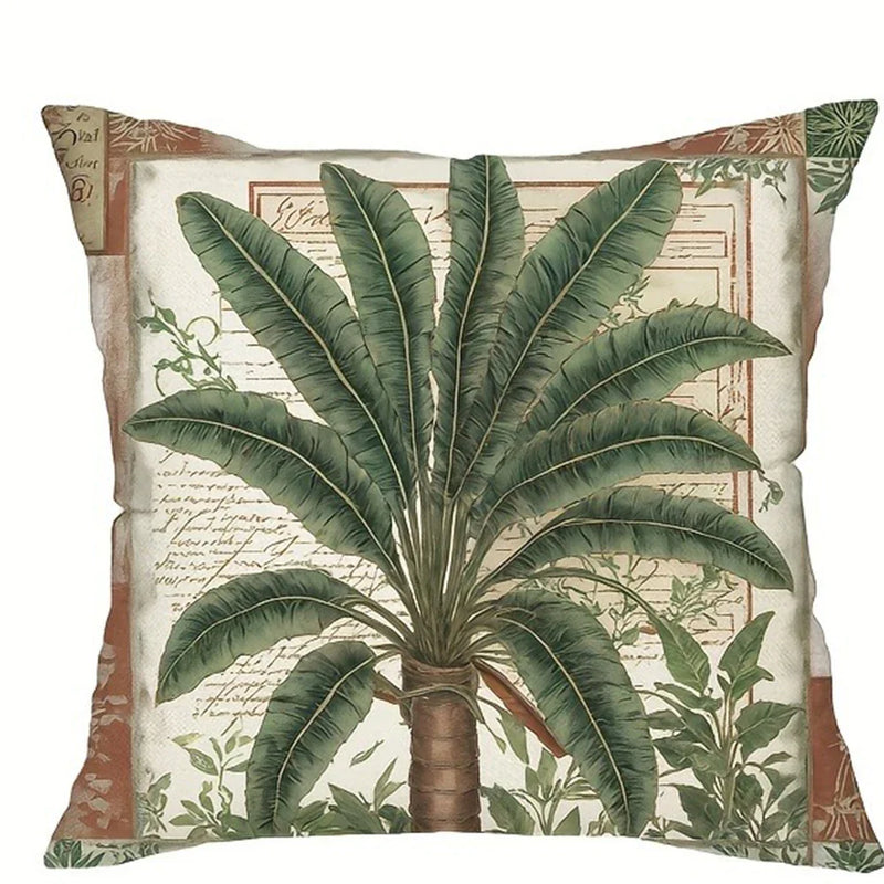 Axyaa Retro Tropical Plant Leaf Tree Print Pillowcase for Home Room Decoration