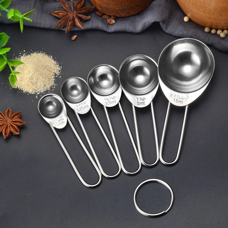 Axyaa Stainless Steel Measuring Spoons Set Kitchen Scoops
