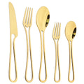 Gold Cutlery Set Stainless Steel Dinnerware Axyaa Tableware Party Kitchen Flatware