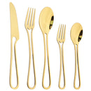 Gold Cutlery Set Stainless Steel Dinnerware Axyaa Tableware Party Kitchen Flatware