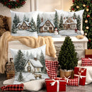 Axyaa Winter Snow Hut Pillow Cover, Festive Christmas Sofa Cushion Home Decor
