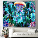 Axyaa Psychedelic Mushroom Jellyfish Skull Tapestry for Home Decor