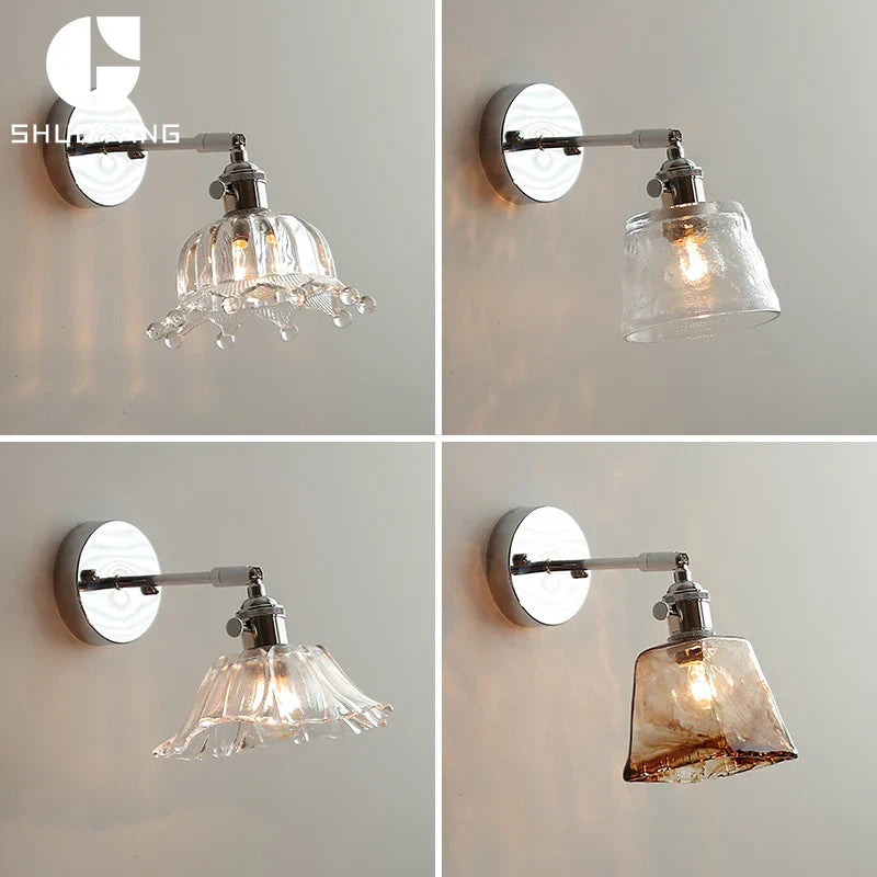 Axyaa Clear Glass Silver LED Wall Sconce with Adjustable Arm & Switch