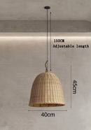 Axyaa Bamboo Pendant Lamp for Japanese Living Room, Retro Style Zen Lighting