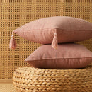 Axyaa Green Tassel Throw Pillow Covers - Boho Farmhouse Decor