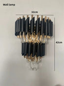 Axyaa Gold Body Black Metal Crystal Chandelier for Elegant Home Lighting