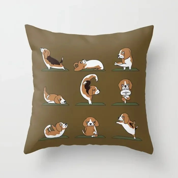 Axyaa Yoga Panda & Avocado Cartoon Animal Throw Pillow Bundle
