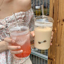 Axyaa Glass Tumbler with Lid and Straw for Cold Drinks
