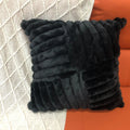 Axyaa Winter Rabbit Fleece Striped Throw Pillowcase in Solid Color