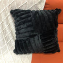 Axyaa Winter Rabbit Fleece Striped Throw Pillowcase in Solid Color