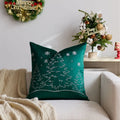 Axyaa Christmas Tree Pillow Cover - Silver Gold Snowflake Velvet - Home Decoration - 45x45cm
